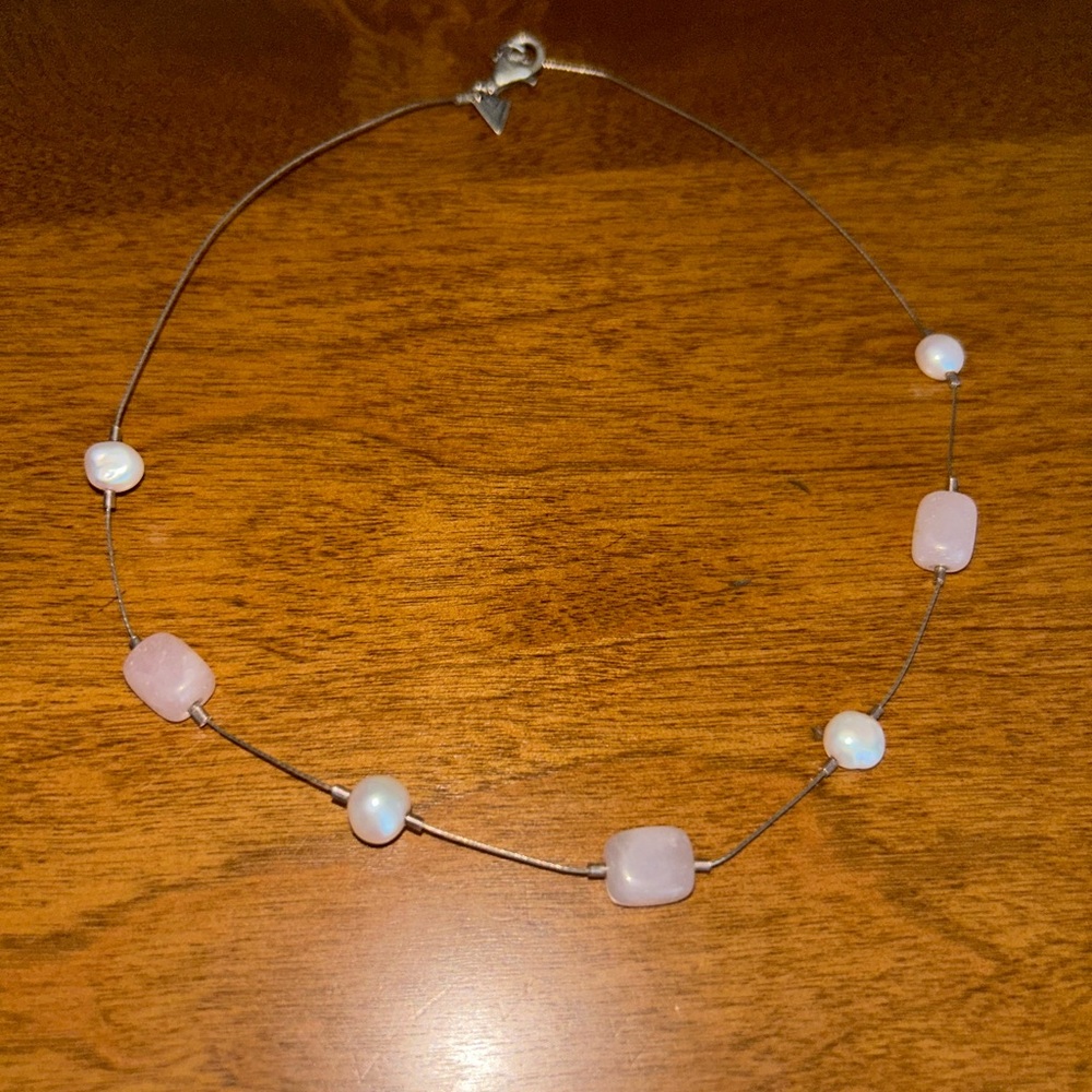 SILPADA rose and quartz wire necklace.